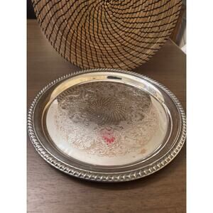 WM Rogers Silverplate Tray | Vintage Round Serving Tray  | 12.5”